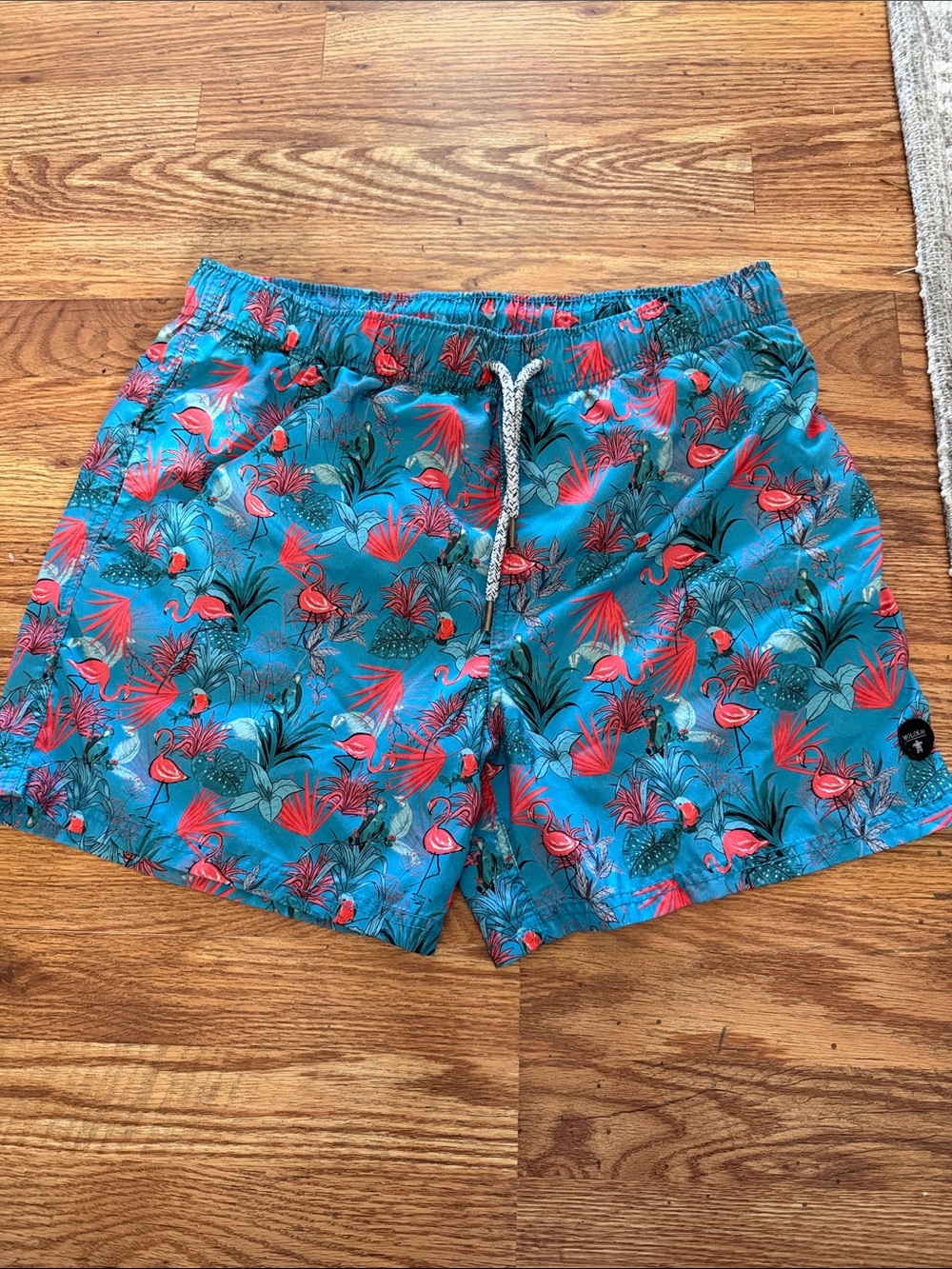 Men's Blue Tropical Flamingo Swim Trunks